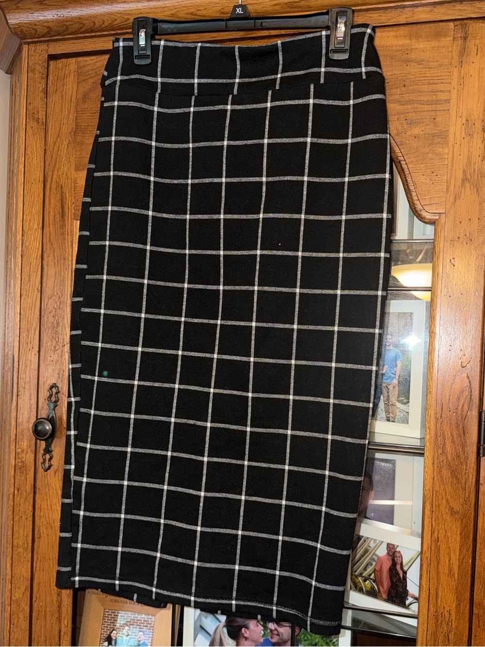MEDIUM 14th & Union Black Windowpane Pencil Skirt.Stretch. Slit.MUST BE BUNDLED